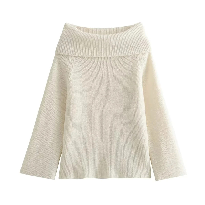 Off Shoulder strikket genser for kvinner