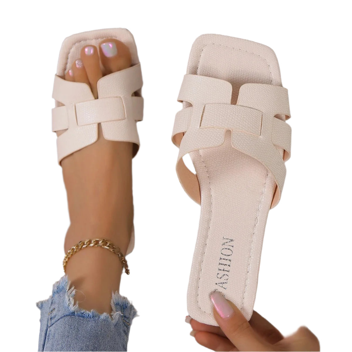 Flate utendørs sandaler for kvinner