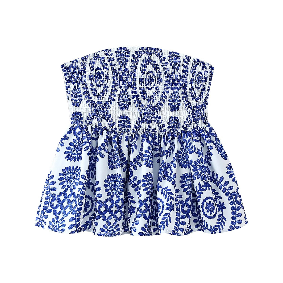 Blomstertrykk Ruffled Crop Top