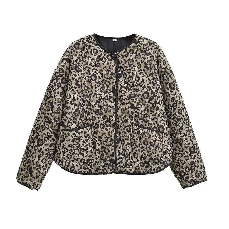 Polstret leopardjakke for dame