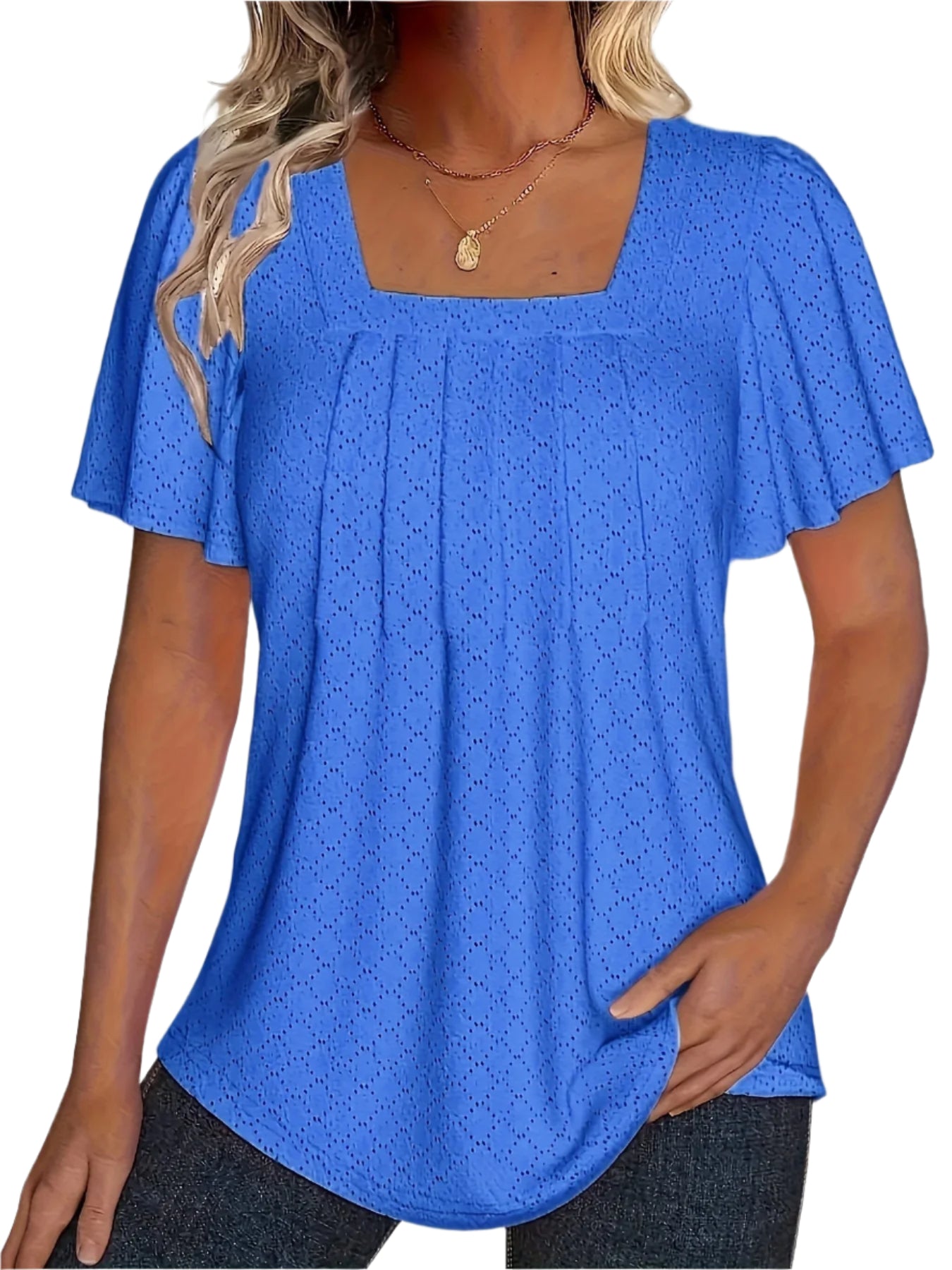 Hollow Out Ruffle Topp for kvinner