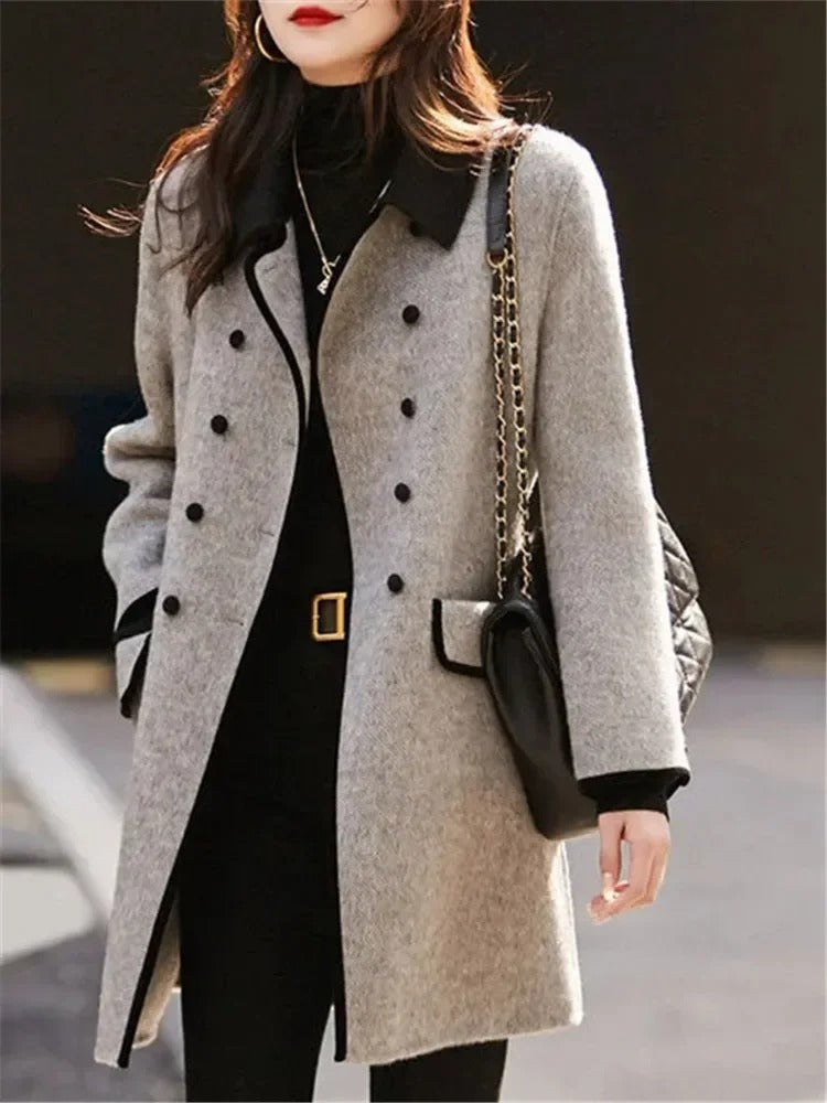 Vintage langermet overfrakk for kvinner