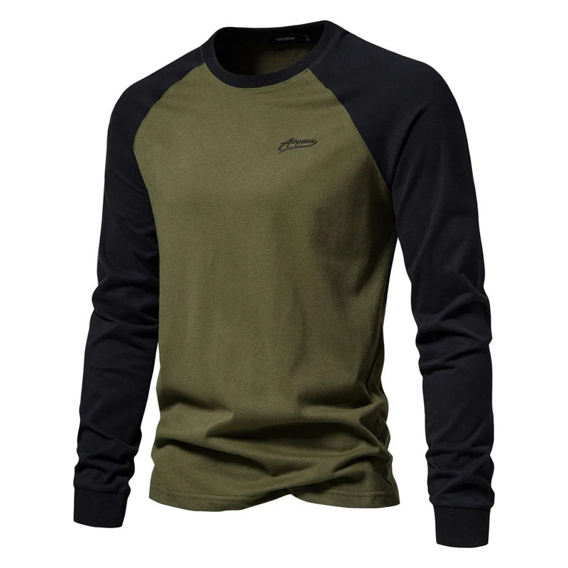 Langermet Patchwork T-skjorte for menn
