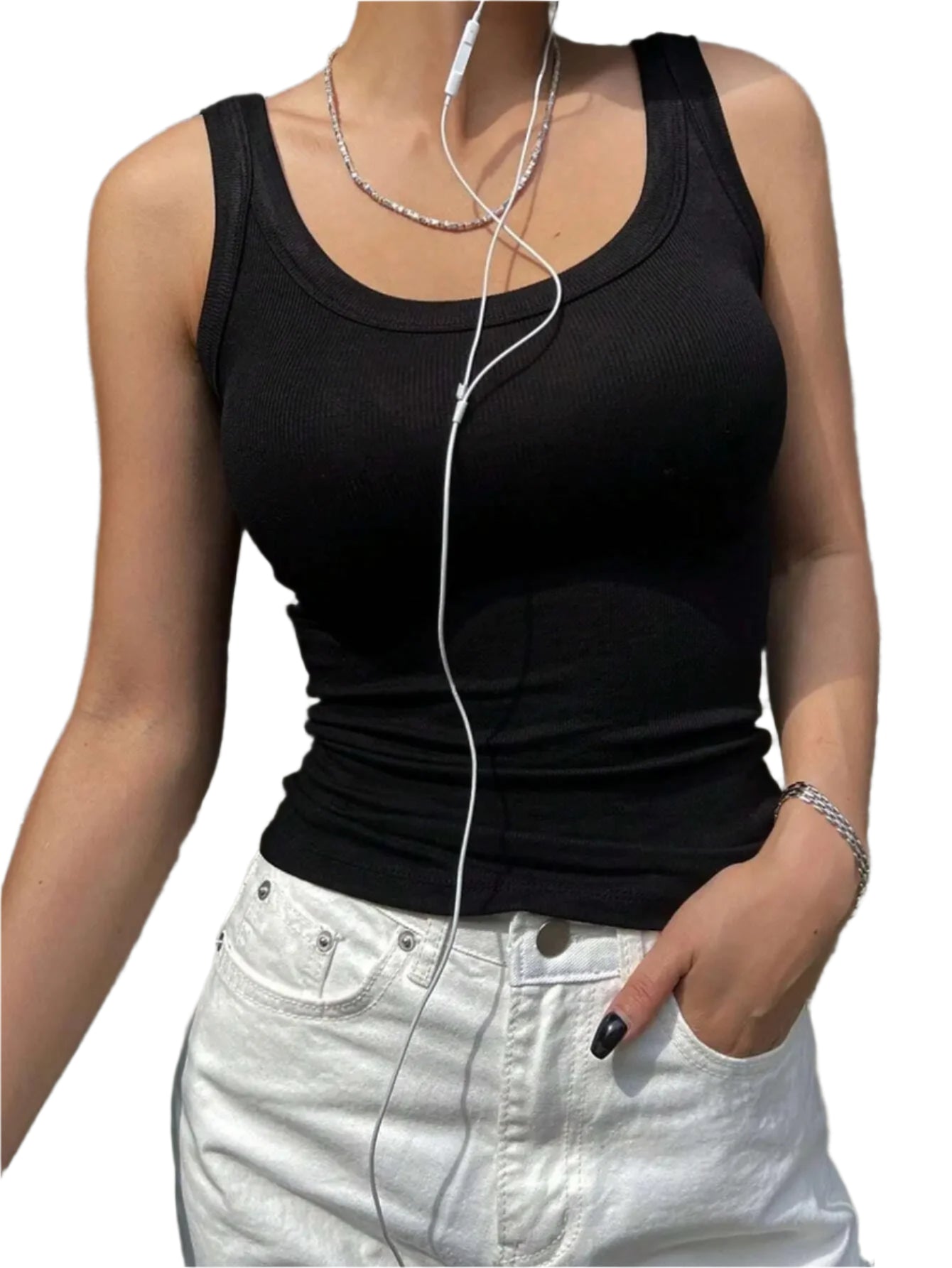 Strikket Camisole Tank Top for kvinner