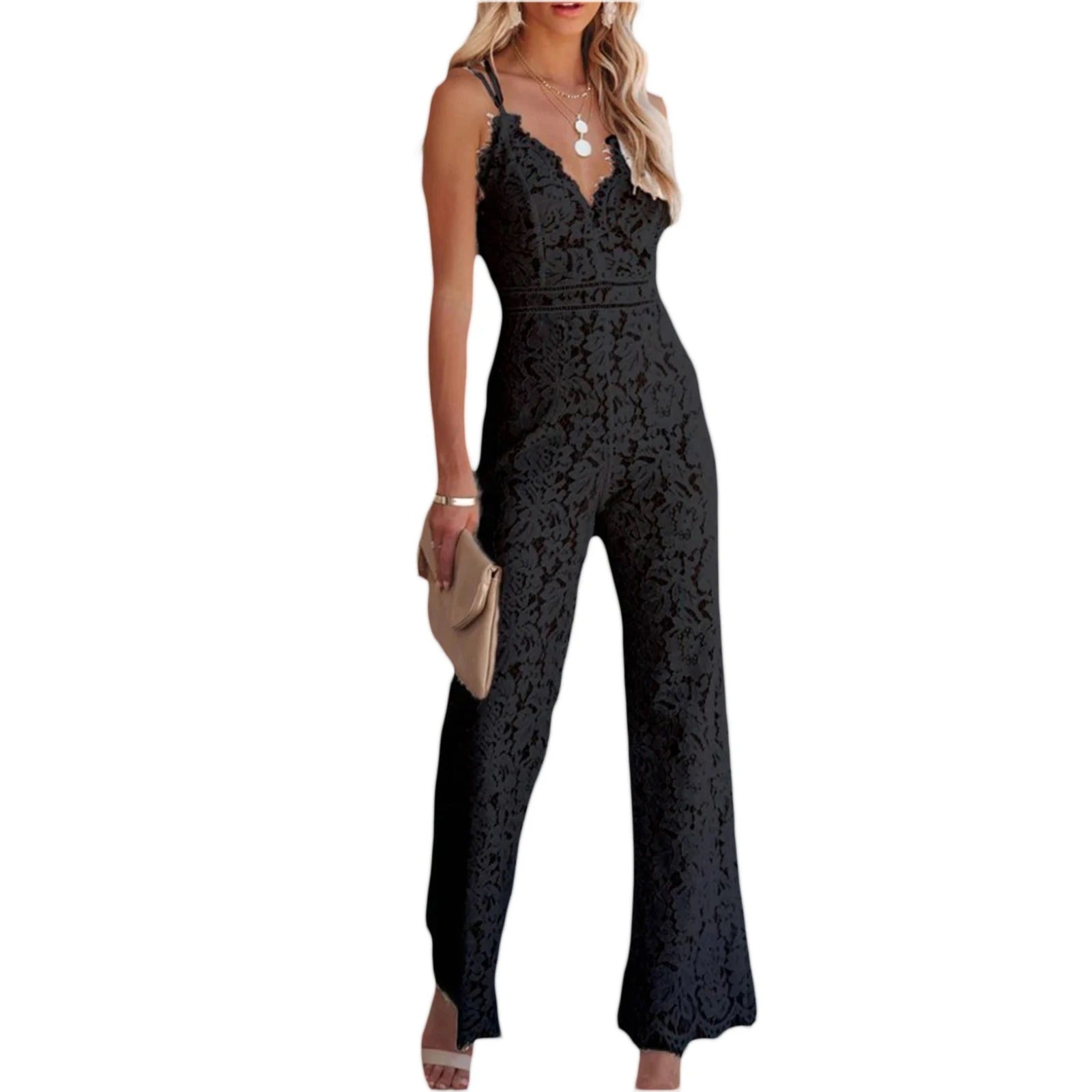 Blonderblomstret jumpsuit for kvinner