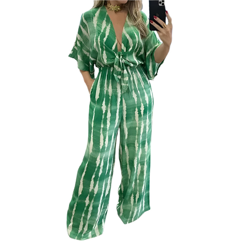 Dolman-ermet V-hals jumpsuit for kvinner