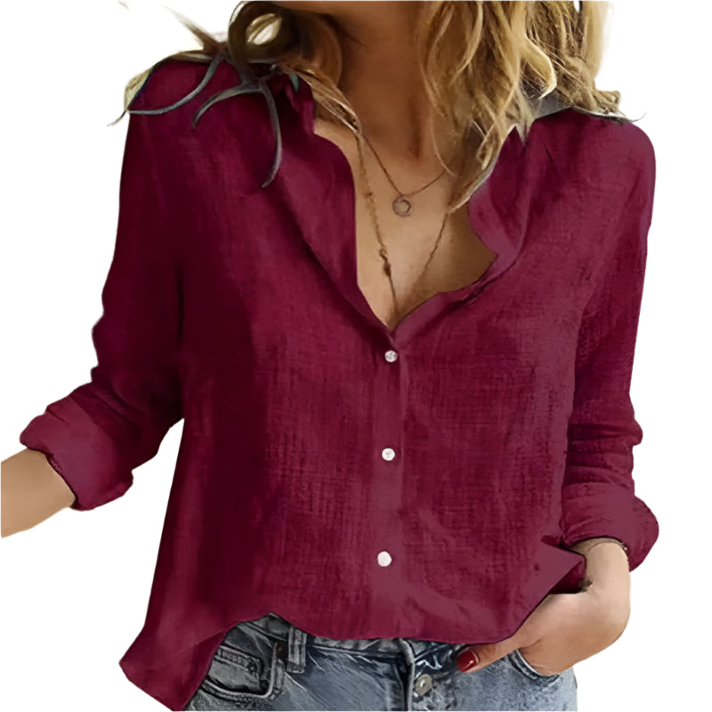 Langermet bomullsoverdel for kvinner i løs passform