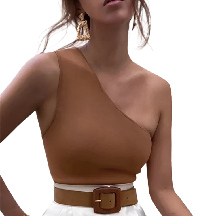 En-skulder sport Crop tanktopp for kvinner