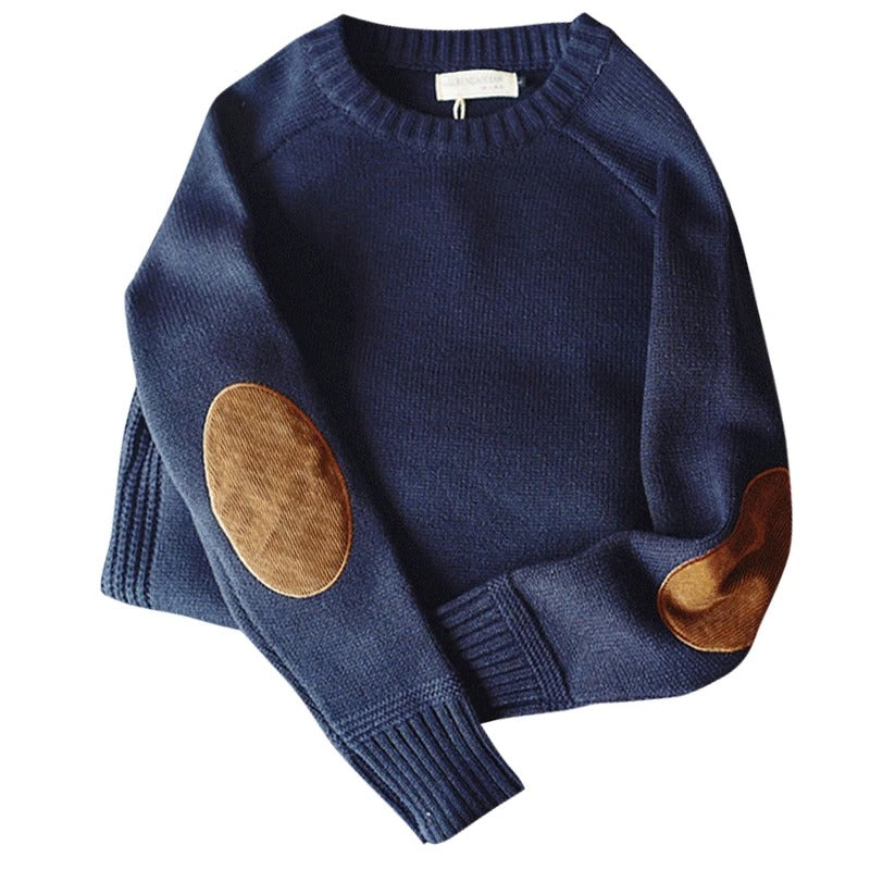 Oversized lappstrikket genser for menn