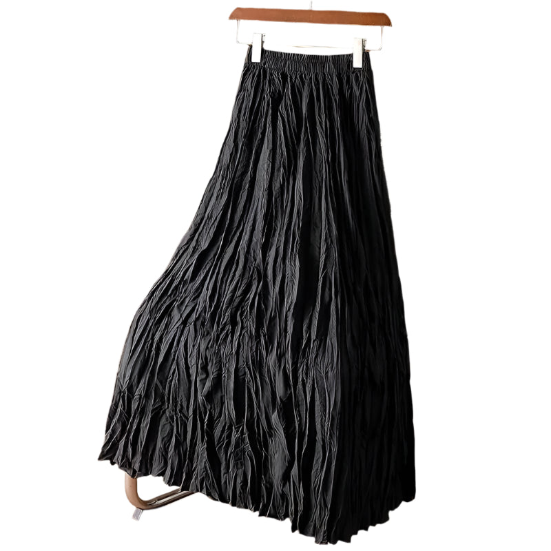 Plissert maxiskjørt i sateng for dame