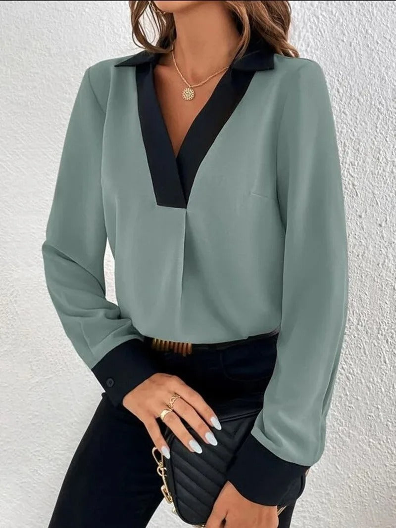 Langermet kontorbluse til dame
