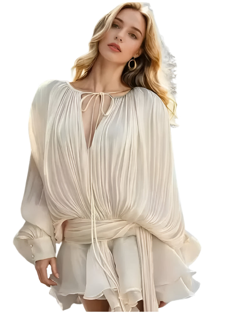 Blouse-kjole med snøring for kvinner