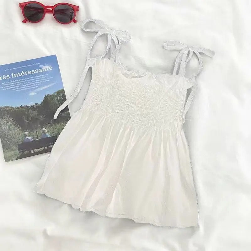 Kvinners buehalterneke med ryggfri plissert kort topp