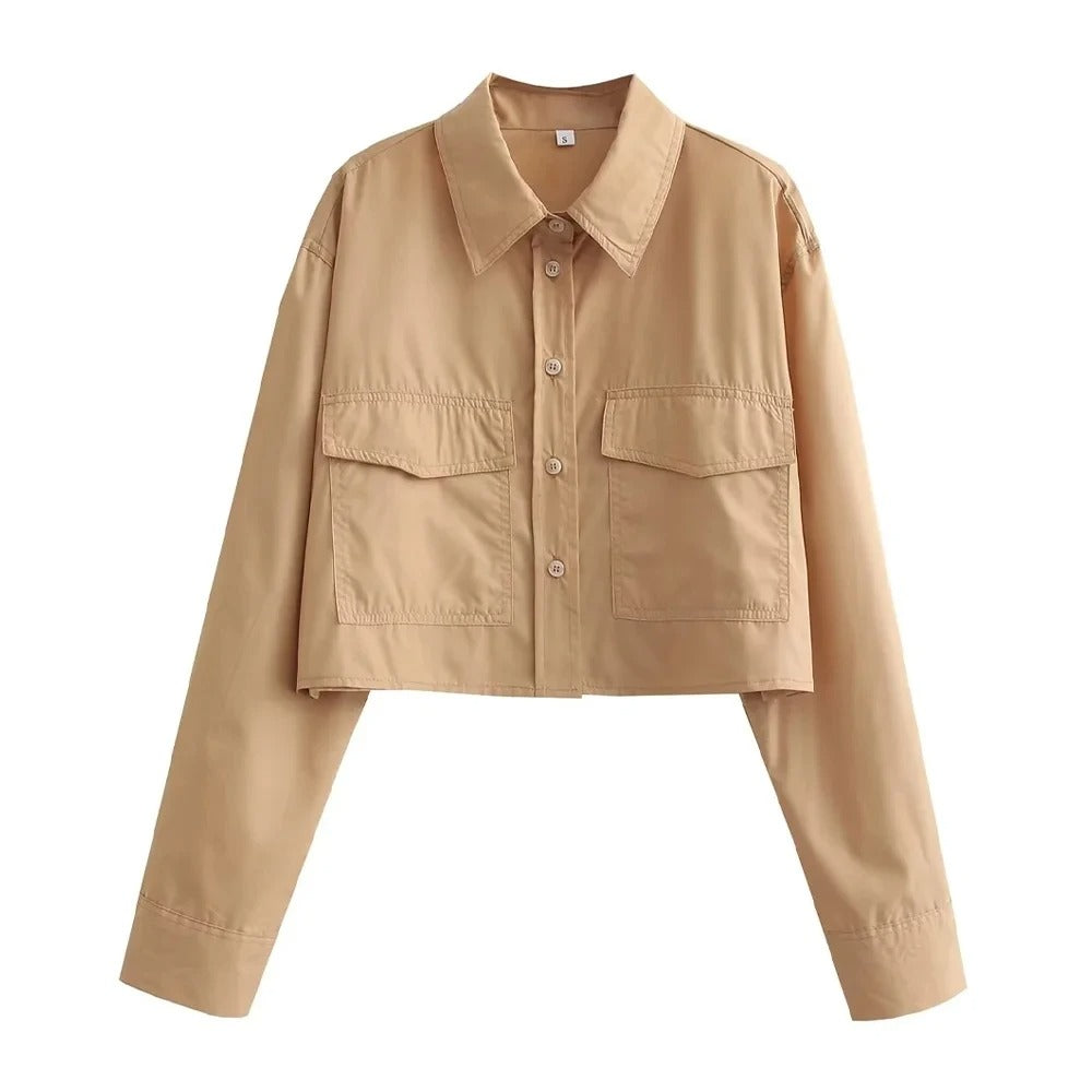 Loose Cropped Poplin skjorte for kvinner