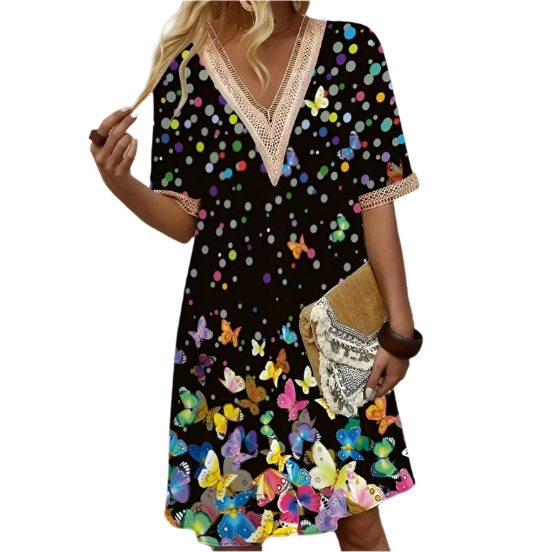 Sommerkjole med V-hals for kvinner
