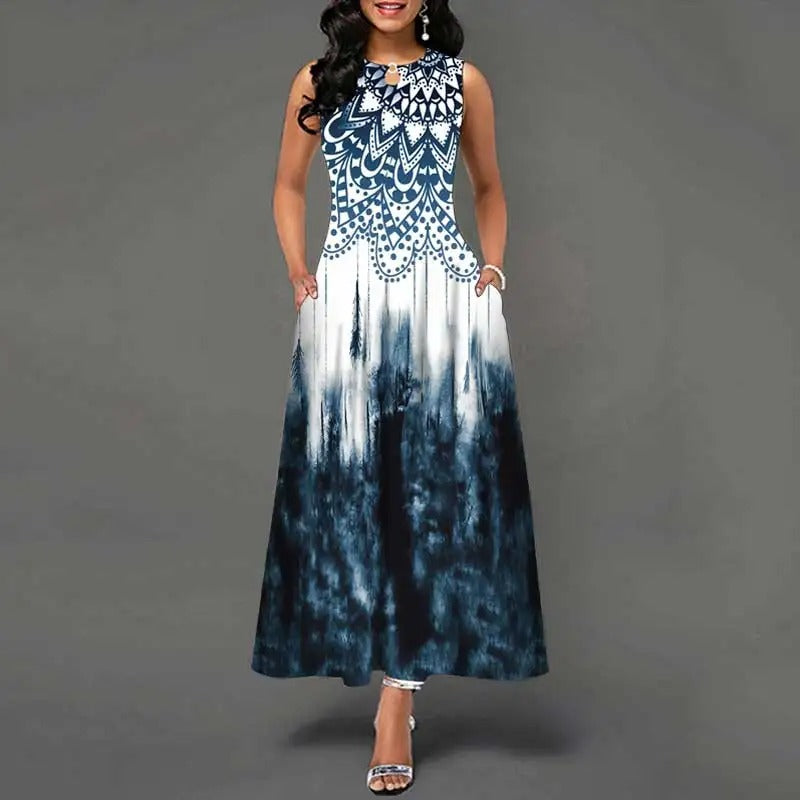 Blomster Bohemian ermeløs kjole for kvinner