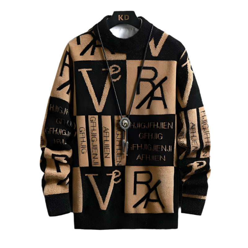 Stripete genser med rund hals for menn