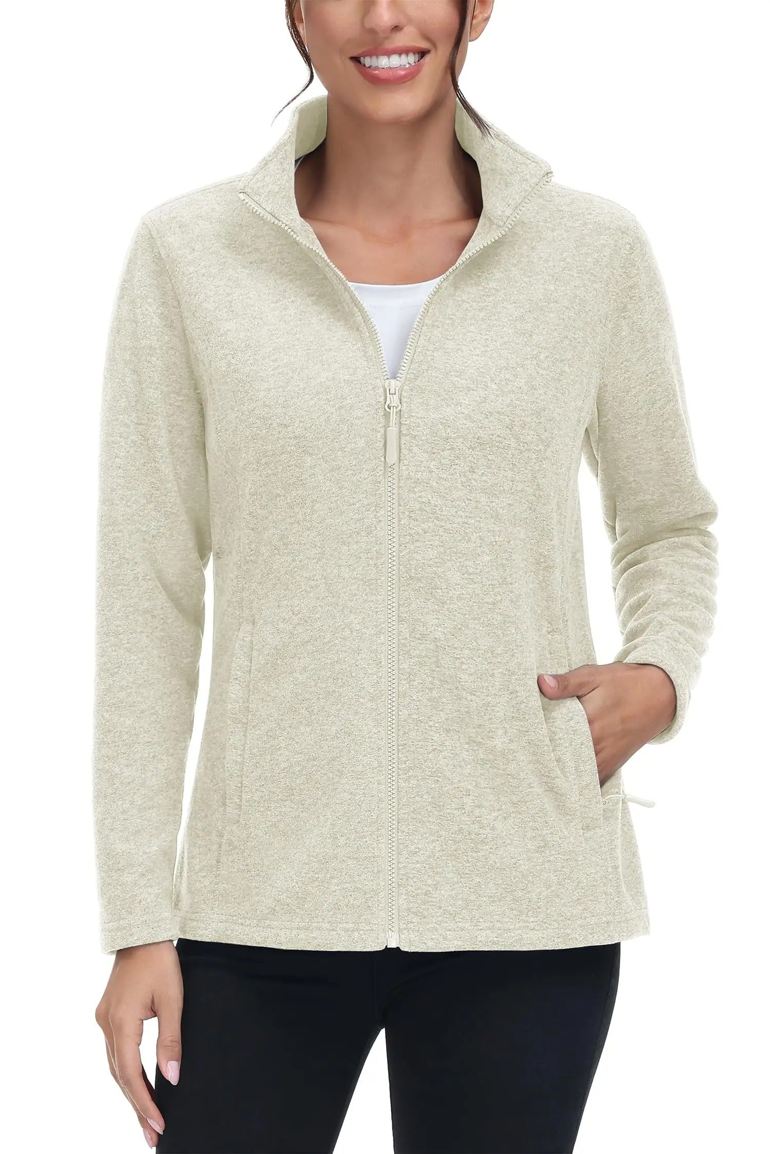 Lett fleecejakke med full glidelås for kvinner