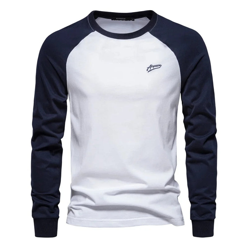 Langermet Patchwork T-skjorte for menn