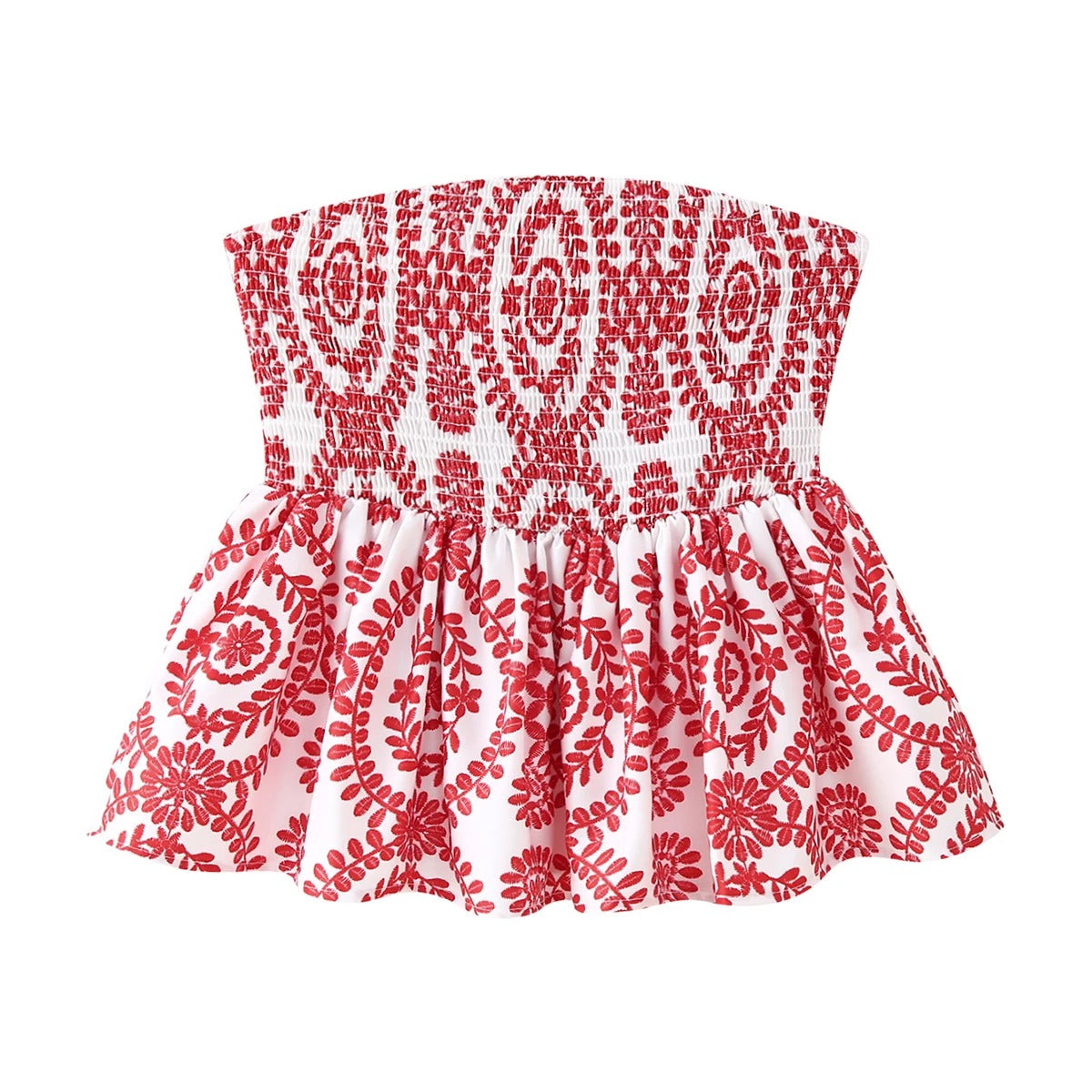 Blomstertrykk Ruffled Crop Top