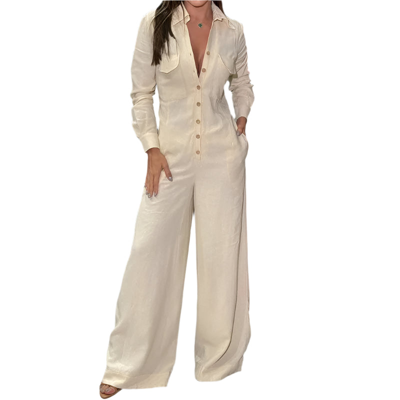 Nedfelt Krage Langermet Jumpsuit