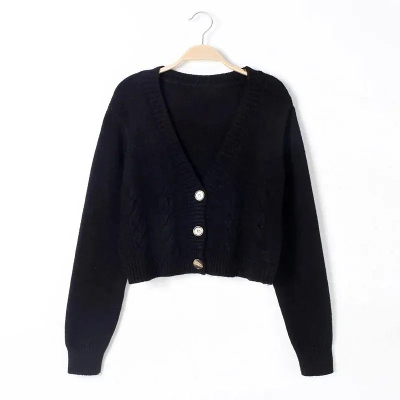 V-hals strikket cardigan for kvinner