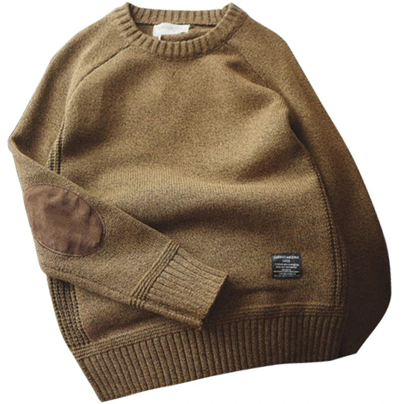 Oversized lappstrikket genser for menn