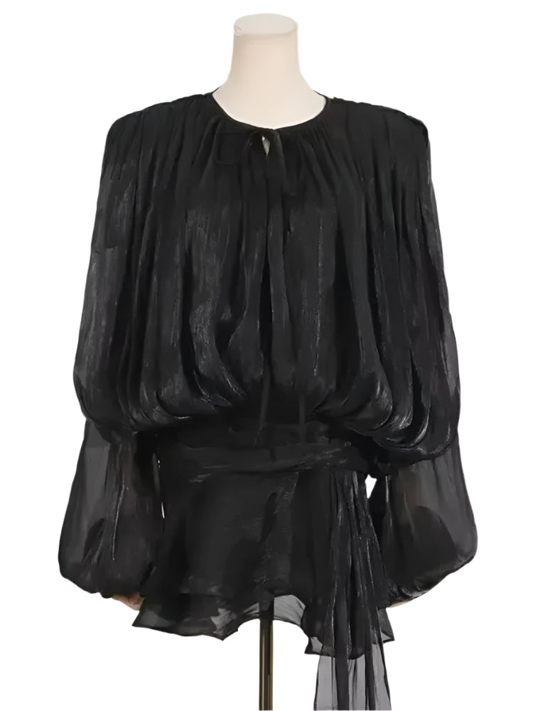 Blouse-kjole med snøring for kvinner