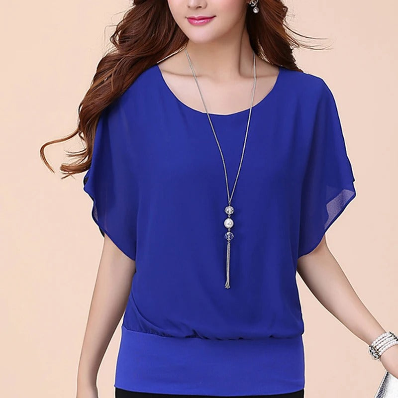 Dame Ruffles Sleeves Chiffon bluse