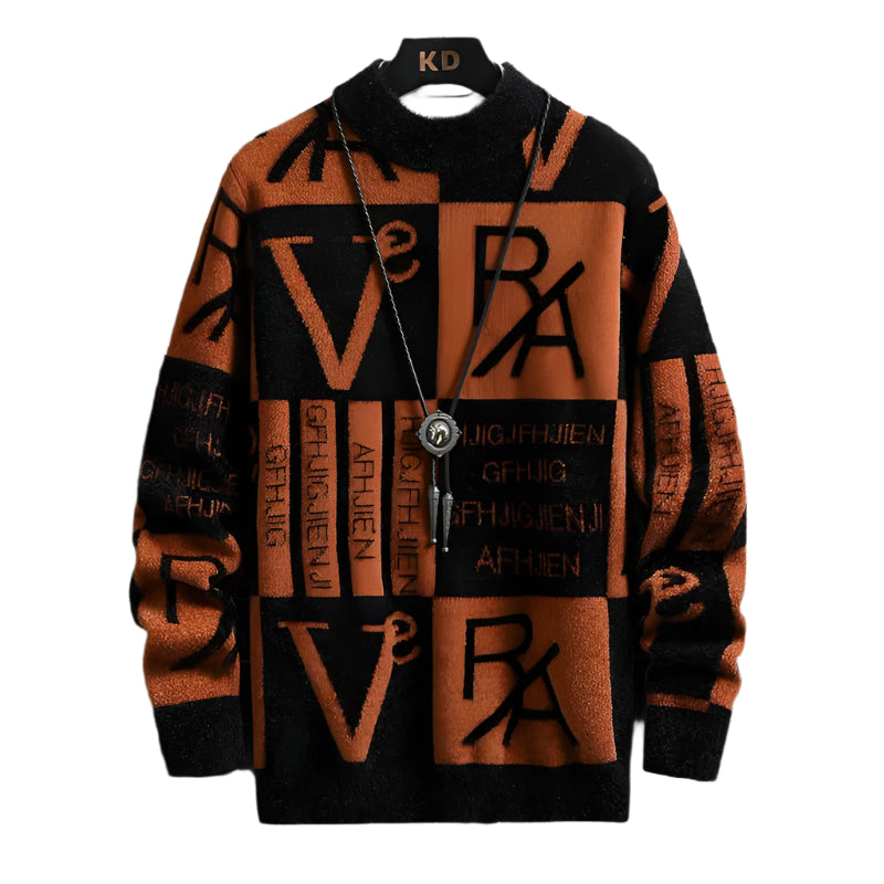 Stripete genser med rund hals for menn