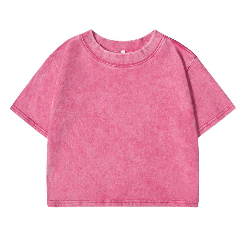 Ensfarget Slim Washed T-skjorte for Kvinner
