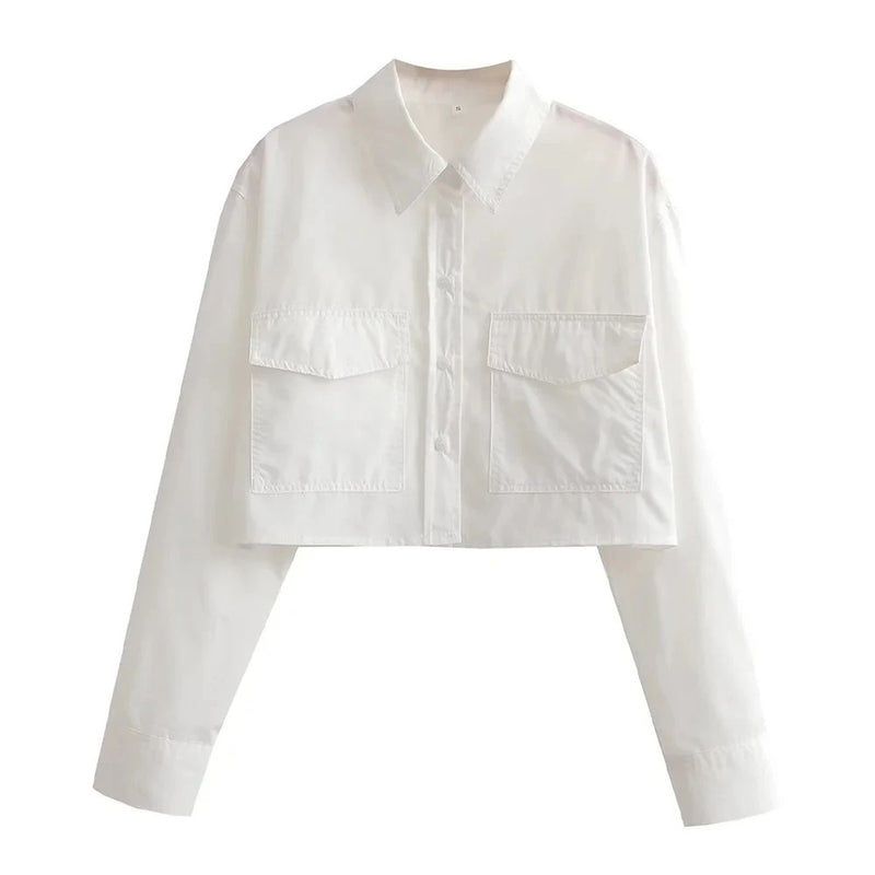 Loose Cropped Poplin skjorte for kvinner