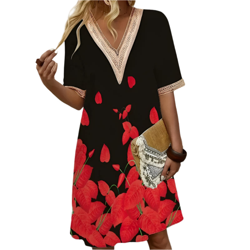 Sommerkjole med V-hals for kvinner