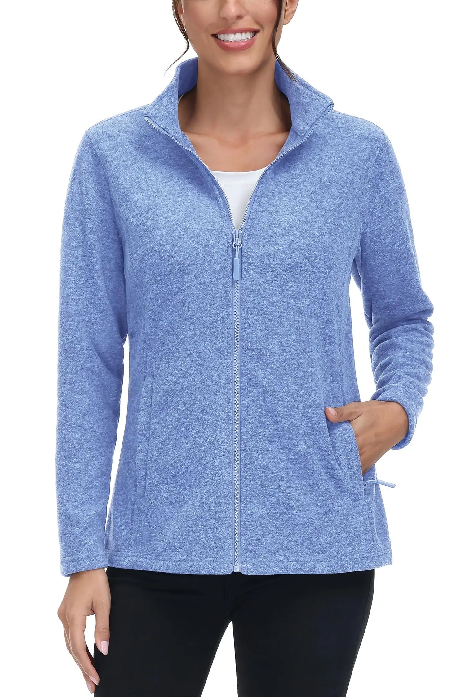 Lett fleecejakke med full glidelås for kvinner