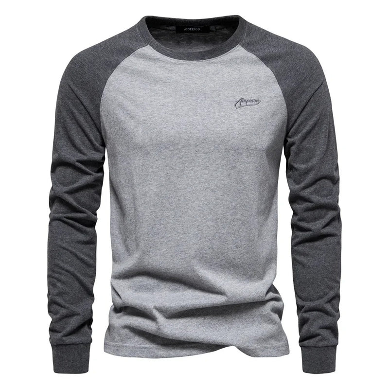 Langermet Patchwork T-skjorte for menn