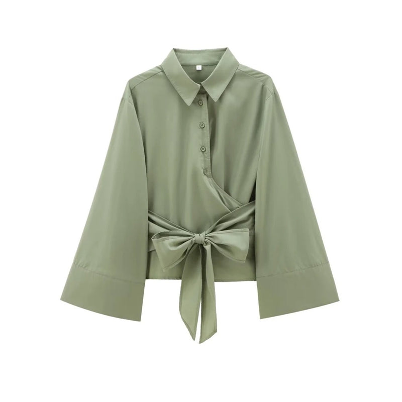 Langermet kimonobluse for kvinner