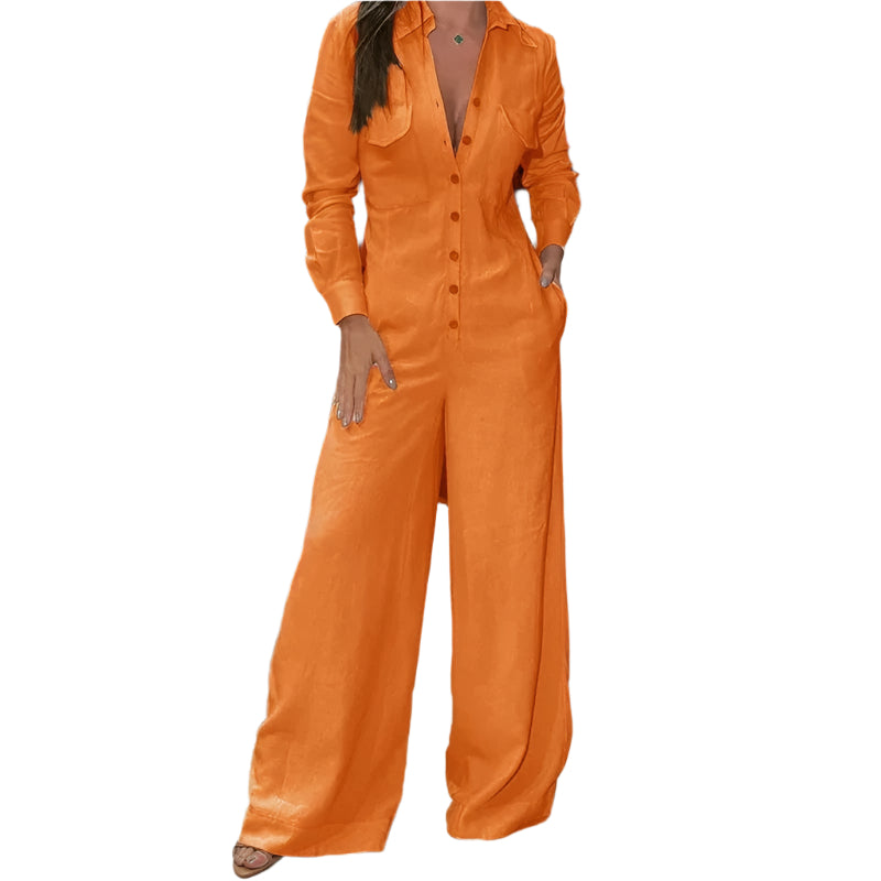 Nedfelt Krage Langermet Jumpsuit