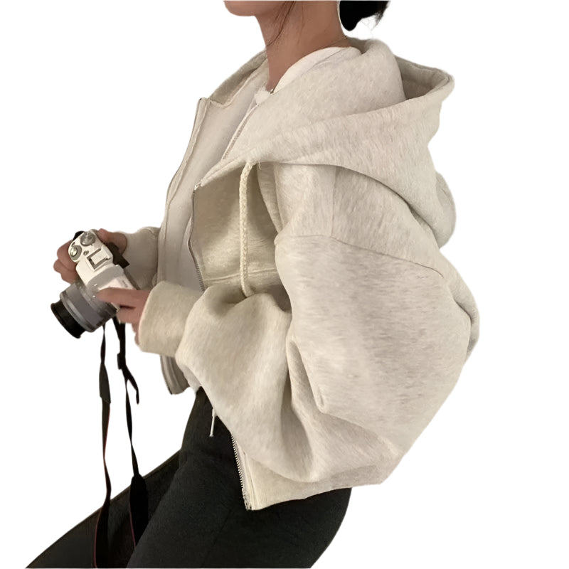 Oversized Crop Top-hettegenser for kvinner