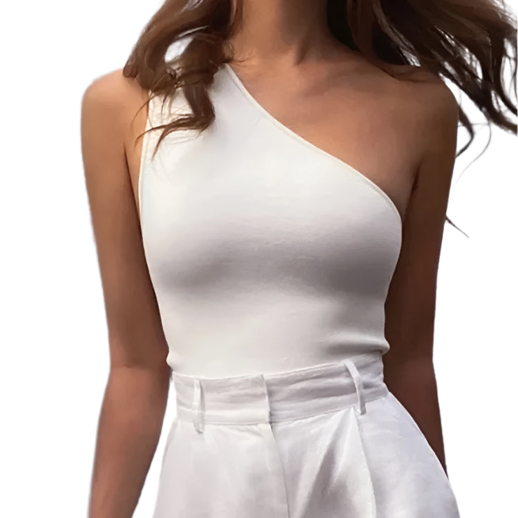 En-skulder sport Crop tanktopp for kvinner