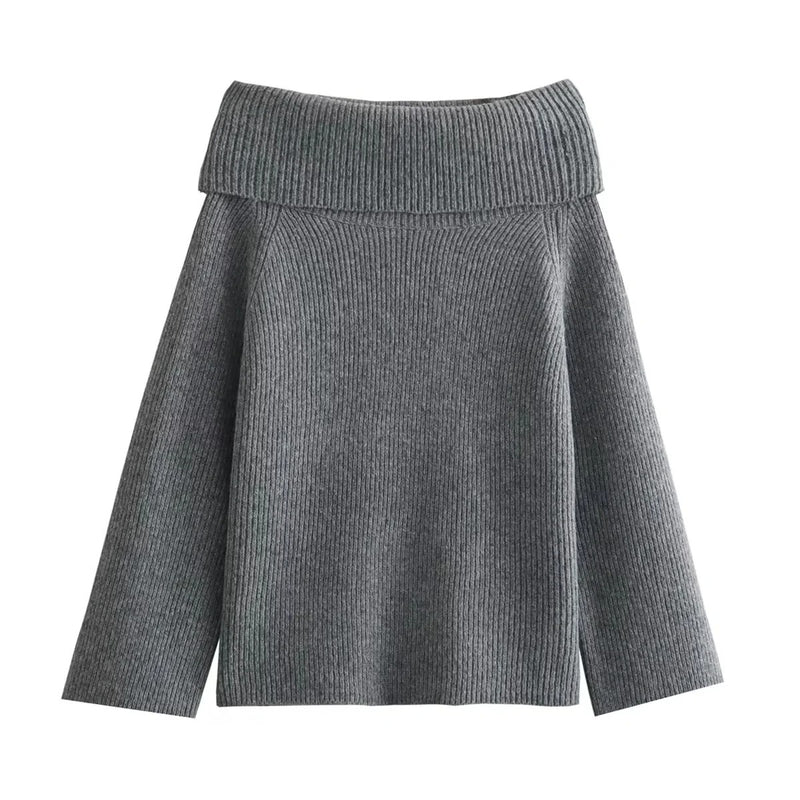 Off Shoulder strikket genser for kvinner