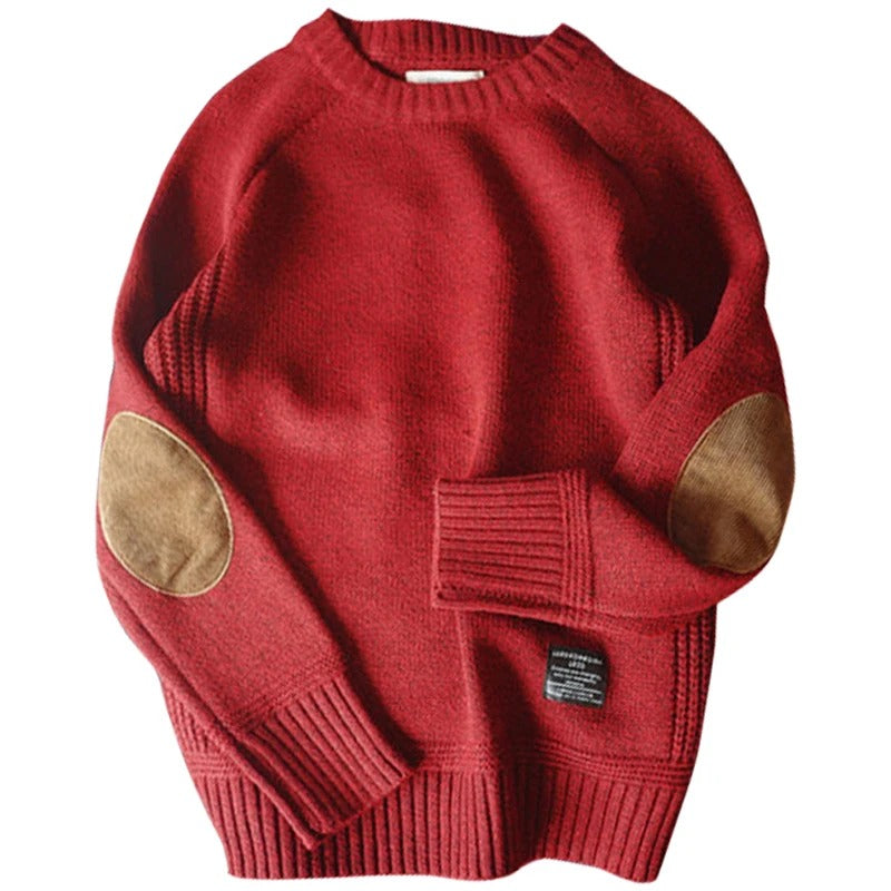 Oversized lappstrikket genser for menn