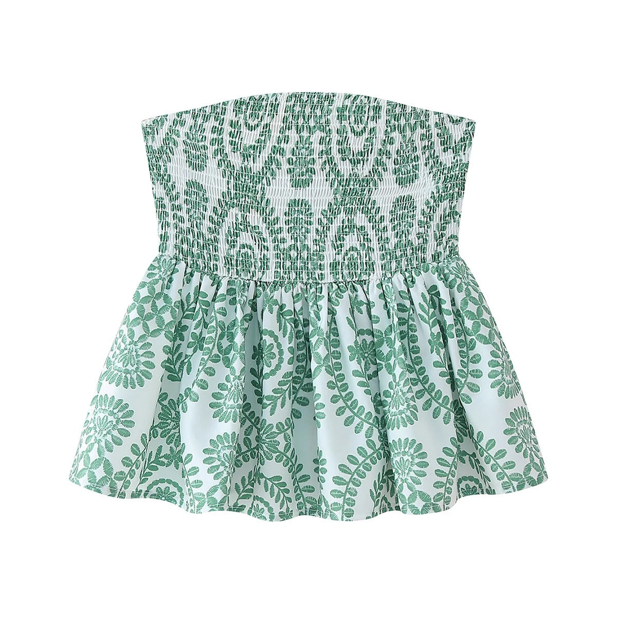 Blomstertrykk Ruffled Crop Top