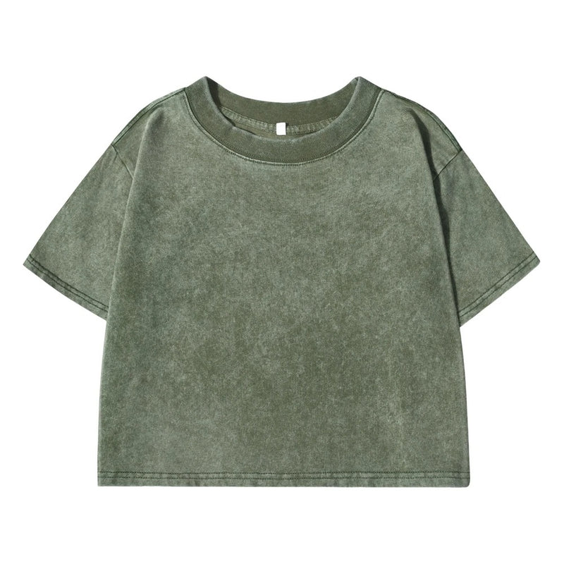 Ensfarget Slim Washed T-skjorte for Kvinner