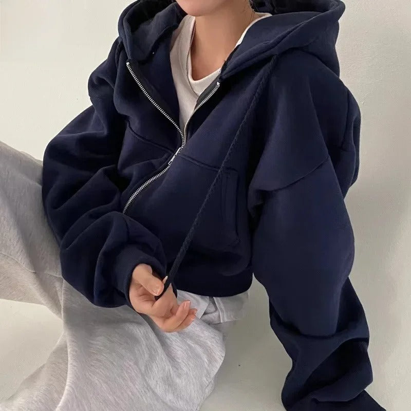 Ribbestrikket langermet Crop Top for kvinner