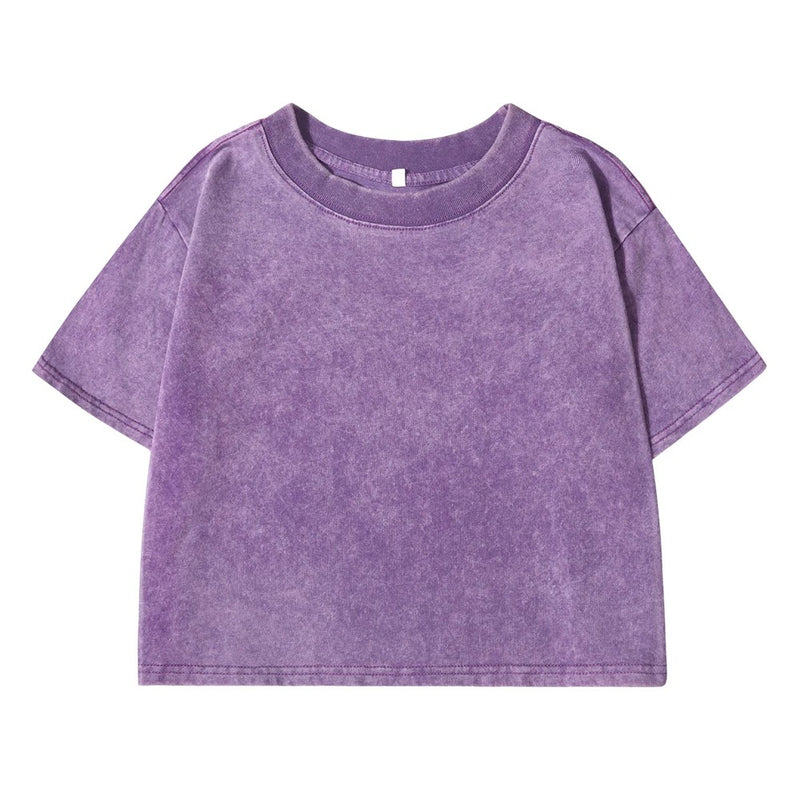 Ensfarget Slim Washed T-skjorte for Kvinner