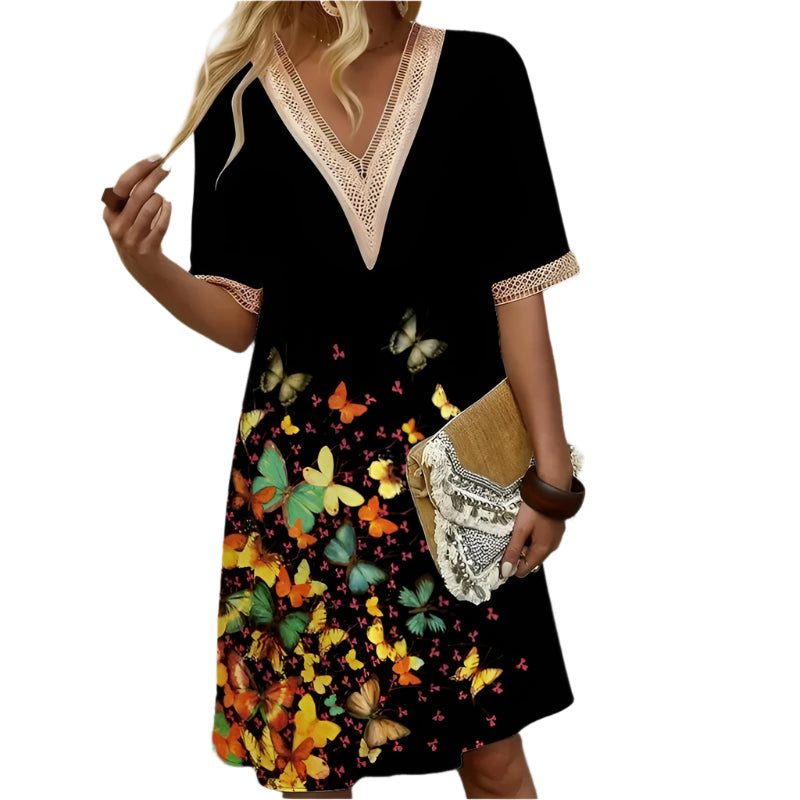 Sommerkjole med V-hals for kvinner