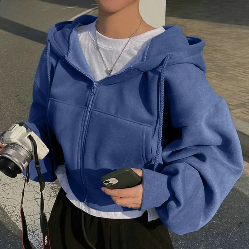 Ribbestrikket langermet Crop Top for kvinner