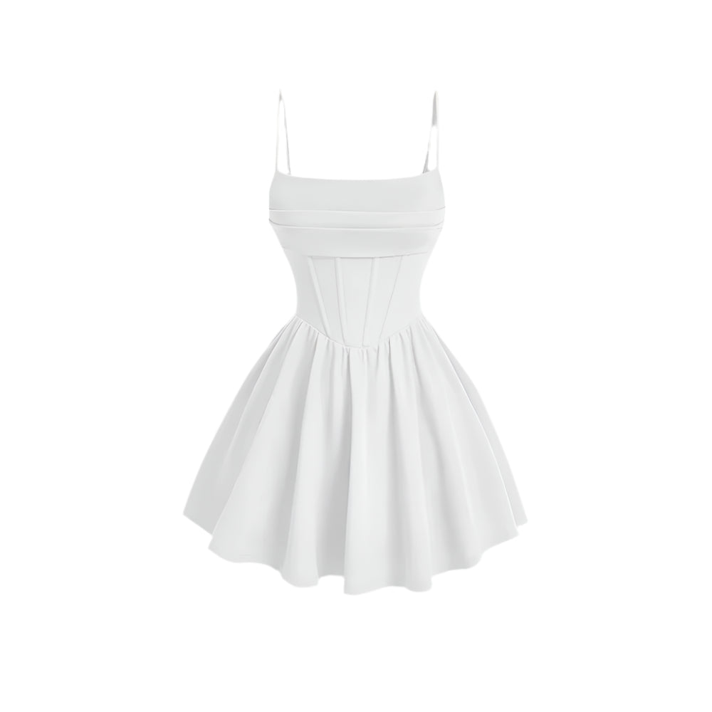 Kvinners firkantet hals ermeløs A-linje mini kjole