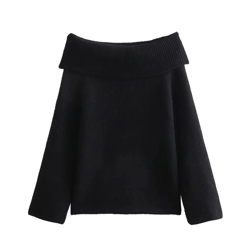 Off Shoulder strikket genser for kvinner