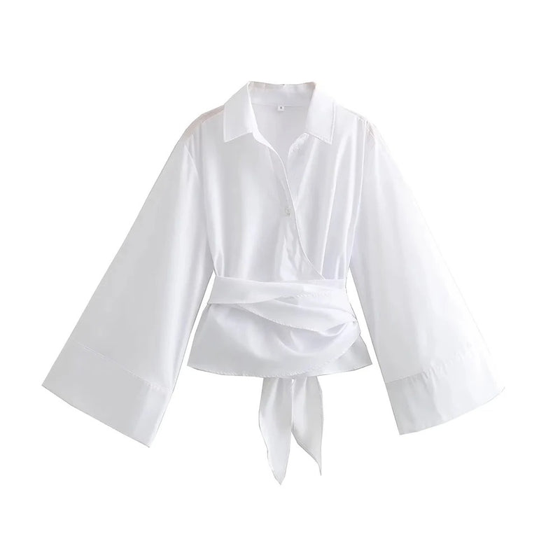 Langermet kimonobluse for kvinner